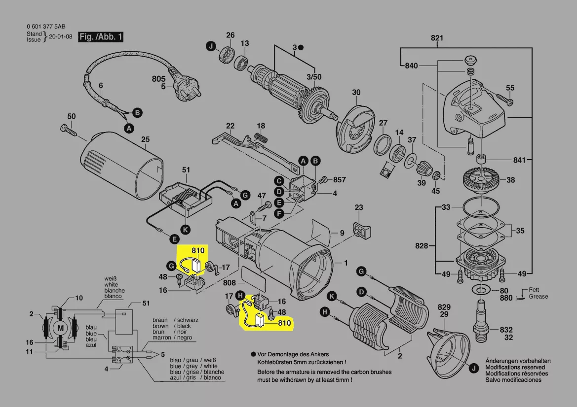 Balais charbon réf. 1 619 P07 571 BOSCH